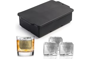 Nax Caki Large Ice Cube Molds Tray with Lid, Stackable Big Silicone Square Ice Cube Mold for Whiskey Cocktails Bourbon Soups Frozen Treats, Whiskey Gifts for Men from Daughter Wife Son Kids