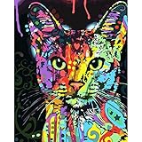 Yalatan DIY Oil Painting Paint By Number Kits Sets-Colorful Cat
