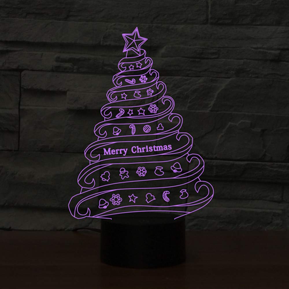 Novelty 3D Table Lamp 3D Christmas Tree Home Decor Night Lights LED USB with 7 Colors Sensor Desk Lamp as Holiday Gifts