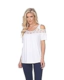 white mark Bexley Lace Cut-Out Tunic Top in White