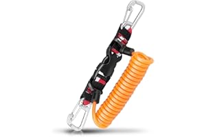OVOVFANY Scuba Retractable Lanyard, Stainless Steel Double-Clips and Spiral Core Anti-Lost Lanyard with Quick-Release Buckle