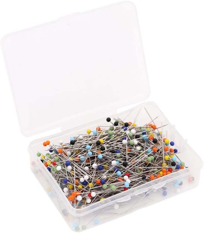 Winrase 500pcs Sewing Pins 1.5" Multicolor Round Glass Ball Head Pins with Transparent Box for DIY Sewing Fixed Dressmaking Jewelry Components Flower Decoration