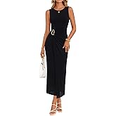 ZESICA Women's 2026 Summer Floral Bodycon Midi Dress Sleeveless Crewneck Mesh Ruched Wedding Guest Party Long Dresses