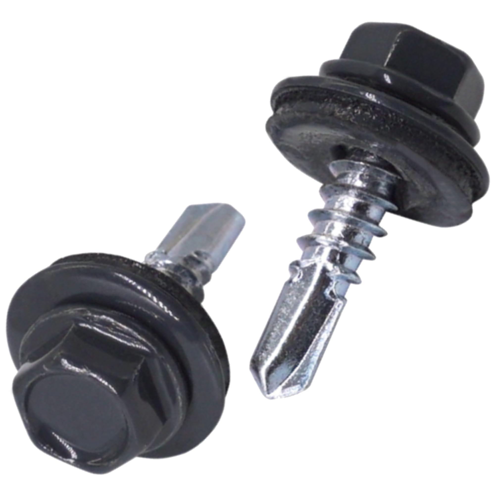 SKIR'CO (50 pcs) Roofing Screws, Hex Head, 4.8 x 19 mm Painted Self-Drilling Screws With EPDM Washers (Anthracite grey RAL 7016) — image 1