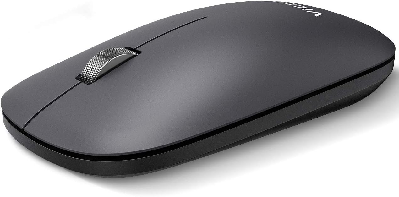VicTsing Wireless Bluetooth Mouse, Dual Mode- Support 2 Device, Silent Click & Metal Scroll Wheel & 5 Levels DPI, Ultra Slim Portable Optical Mouse for Laptop Notebook PC Computer Android Windows