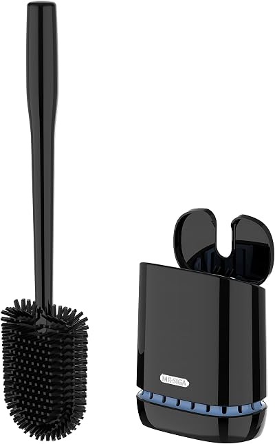 MR.SIGA Toilet Bowl Brush and Holder Black 1 Pack Wall Mounted
