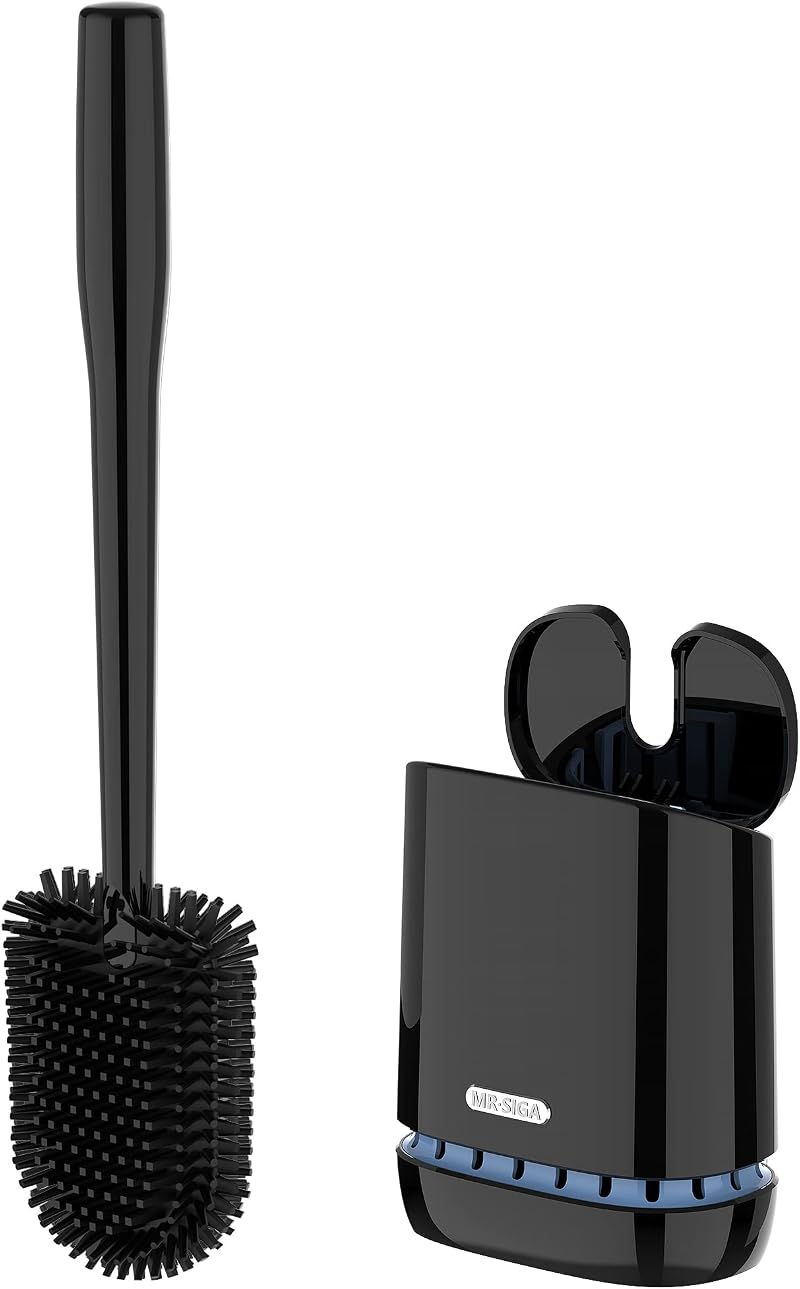 MR.SIGA Toilet Bowl Brush and Holder Black 1 Pack Wall Mounted