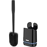 MR.SIGA Toilet Bowl Brush and Holder, Durable and Flexible Bristles, Wall Mounted Toilet Brush for Bathroom Cleaning, Black, 