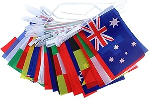 CVUTOVO World Flags String Banner 14x21cm 10m Length 32 Countries Football Cup Decoration for Soccer Party