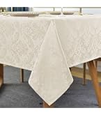 SASTYBALE Rectangle Tablecloth - 60x120 Inch Ivory Damask Jacquard | Waterproof & Wrinkle Resistant - View #3