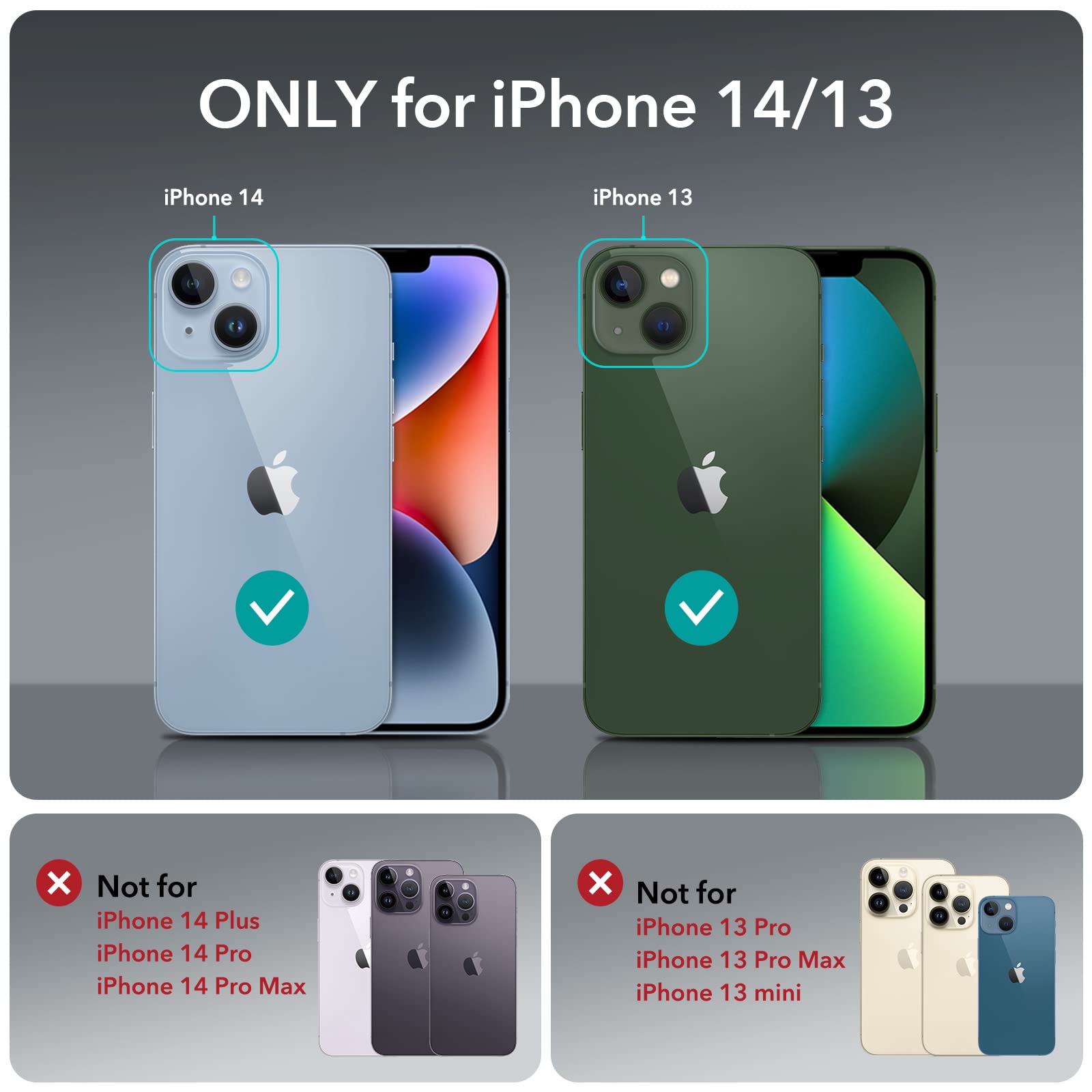 ESR for iPhone 14 Case/iPhone 13 Case, Military-Grade Protection, Shockproof Air-Guard Corners, Shock-Absorbing, Yellowing-Resistant Acrylic Back, Clear