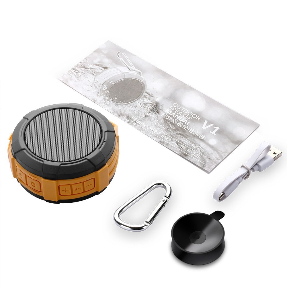 Bluetooth Shower Speaker Hcman Wireless Stereo Outdoor Waterproof Portable Speaker with Micro SD Card Slot,Built-In Mic,5W Driver, Suction Cup,Hands-Free Speakerphone