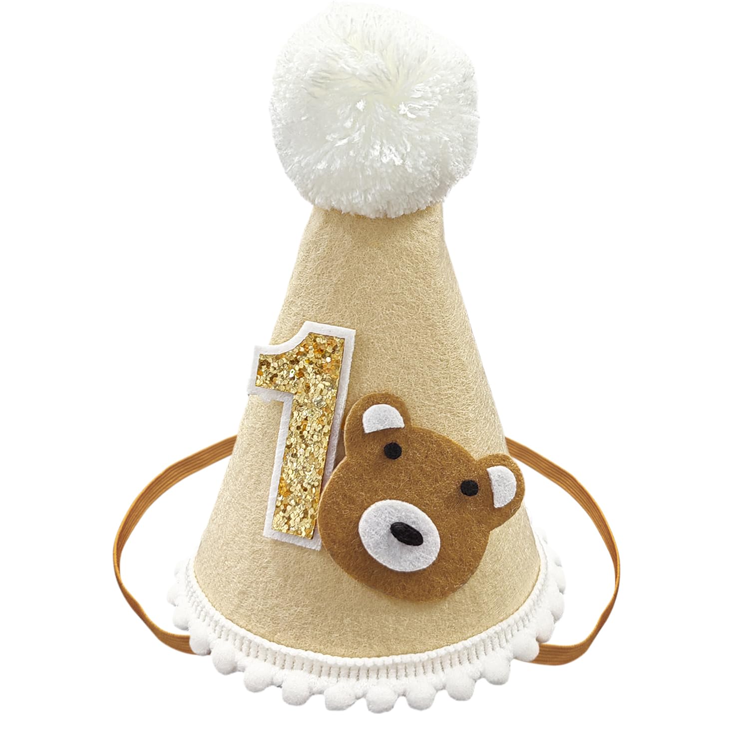 DIPZO 1st Birthday Hat for Kids, Adorable First Birthday Cone Hat for Boys and Girls, Adjustable Party Crown Headwear, Photo Props