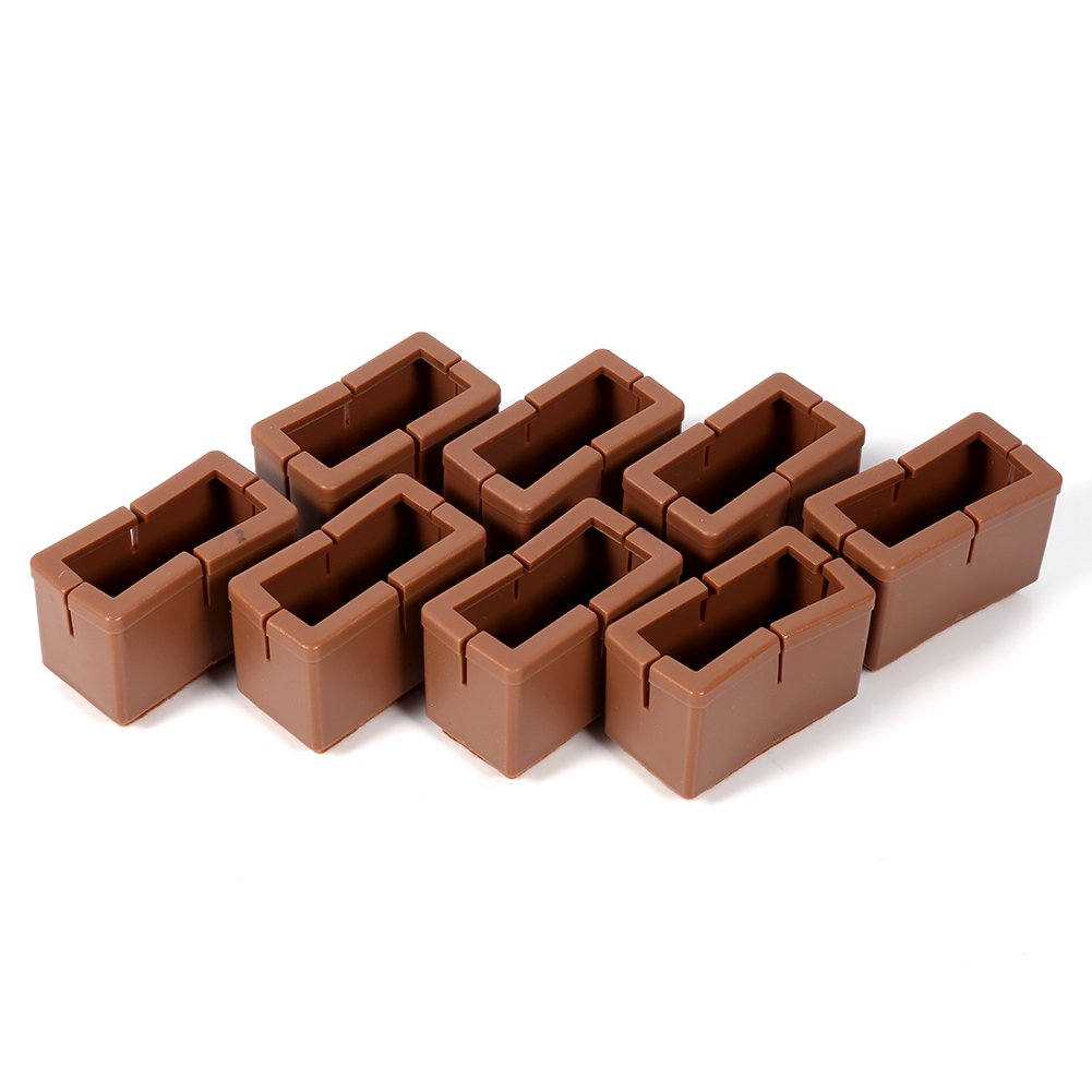 8pcs Chair Leg Caps, Silicone Rectangle Furniture Table Feet Covers Legs Protector with Rubber Sole(Coffee)