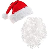 YXI Christmas Decorations Santa Beard and Hat, Xmas Hat Santa Beard Mask Face Cover for Kids Men Women Christmas Costume