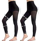 Aaronano 2 Pairs Compression Tights for Women 80D Footless 10-15mmHg Support Shaping Opaque Pantyhose