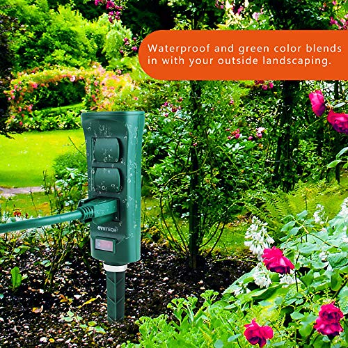 Outdoor Power Strip with Weatherproof Cover, 6 FT Extension Cord and 6