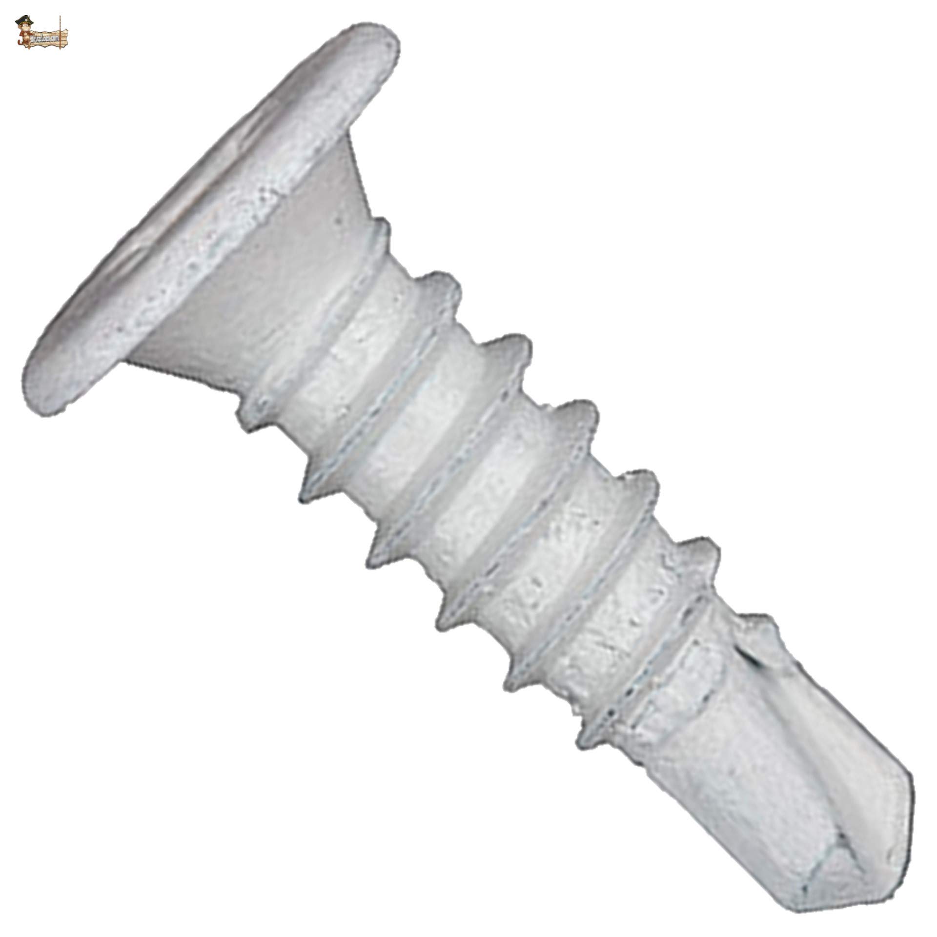 BricoLoco Self-Drilling Screws, Black, White or Zinc Plated, Extra Flat Head, Bit Tip, for Metal, Panel... (100 Units, 4.2 x 14 White)