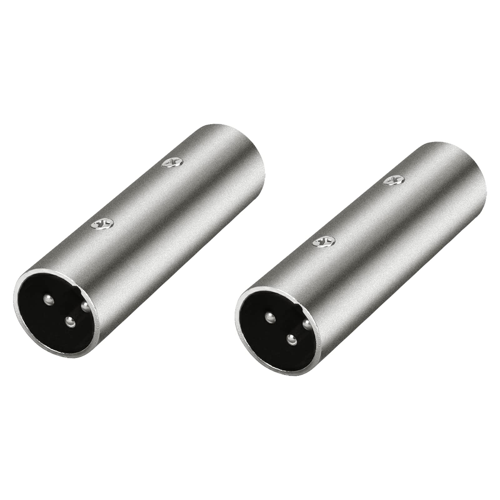 Geekria for Creators XLR Male to XLR Male Microphone Cable Adapter, Compatible with Shure SM57, SM7B, MV7, PGA48, Behringer xm8500 Mic Cord Plug (Silver, 2 Pack)