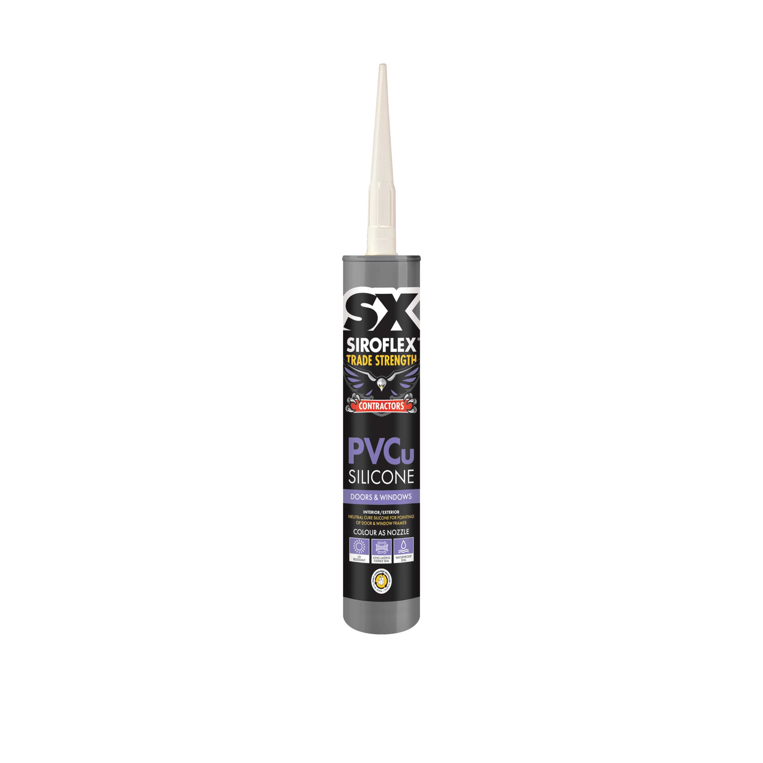 SX Siroflex Contractors PVCu Silicone – Neutral Curing Sealant for Window and Door Frames Offering UV, Water & Moisture Resistant Performance for Interior and Exterior Applications – 300ml, Cream