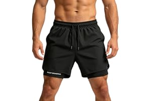 Running Shorts Men 2026 Summer Fashion 2 In 1 Swim Short With Pocket Built-In Board Pants Swimwear Quick Dry Trunks
