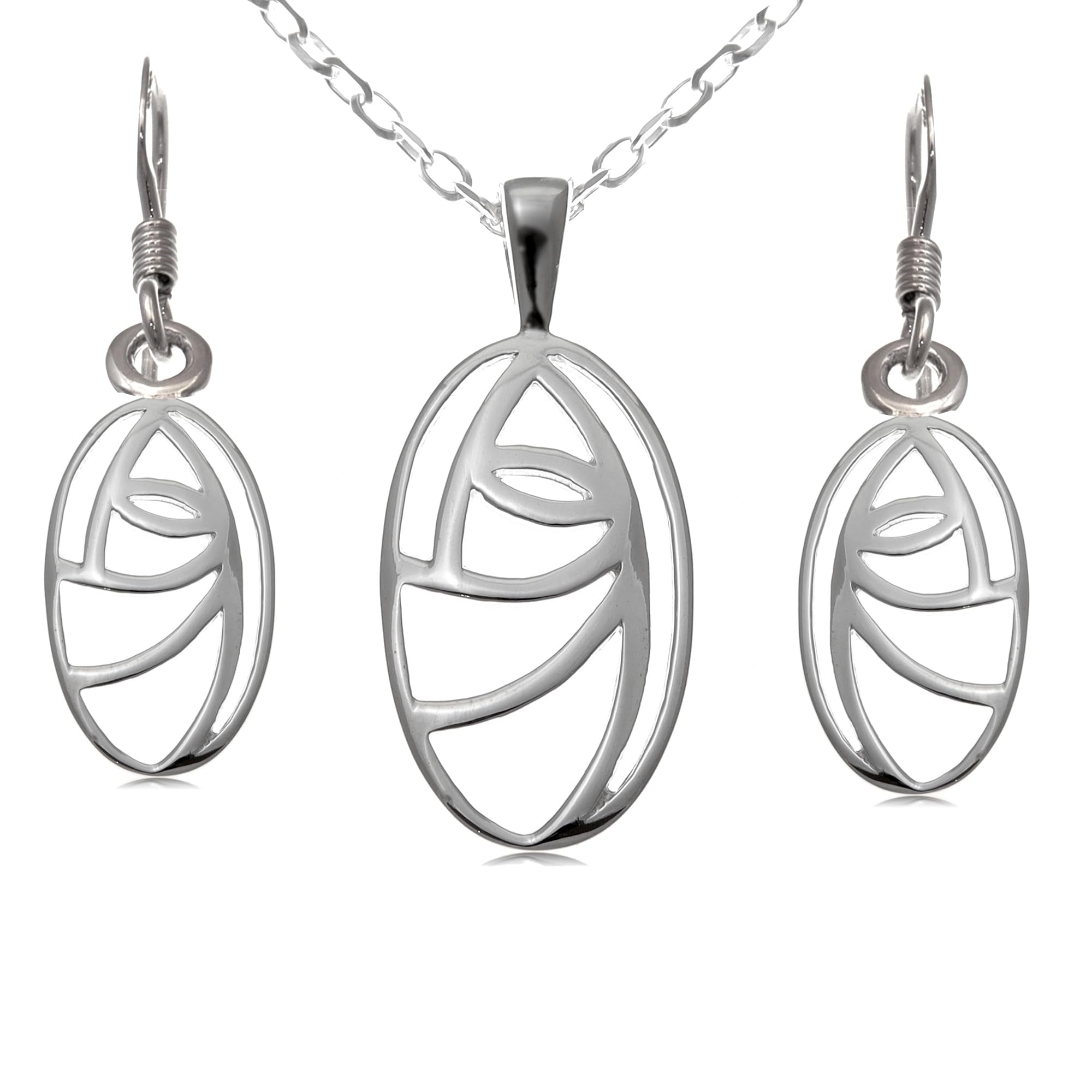 Alexander Castle Women's Jewellery Set 925 Sterling Silver Charles Rennie Mackintosh Gift Set - Necklace and Earring Set with Jewellery Gift Box