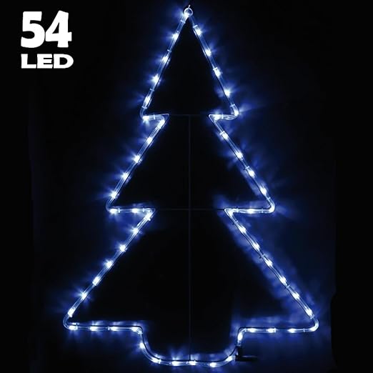 Bakaji Albero Di Natale Luminoso Per Interno Ed Esterno 54 Led Bianco Freddo Illuminazione Natalizia Altezza 91cm Con Giochi Di Luce