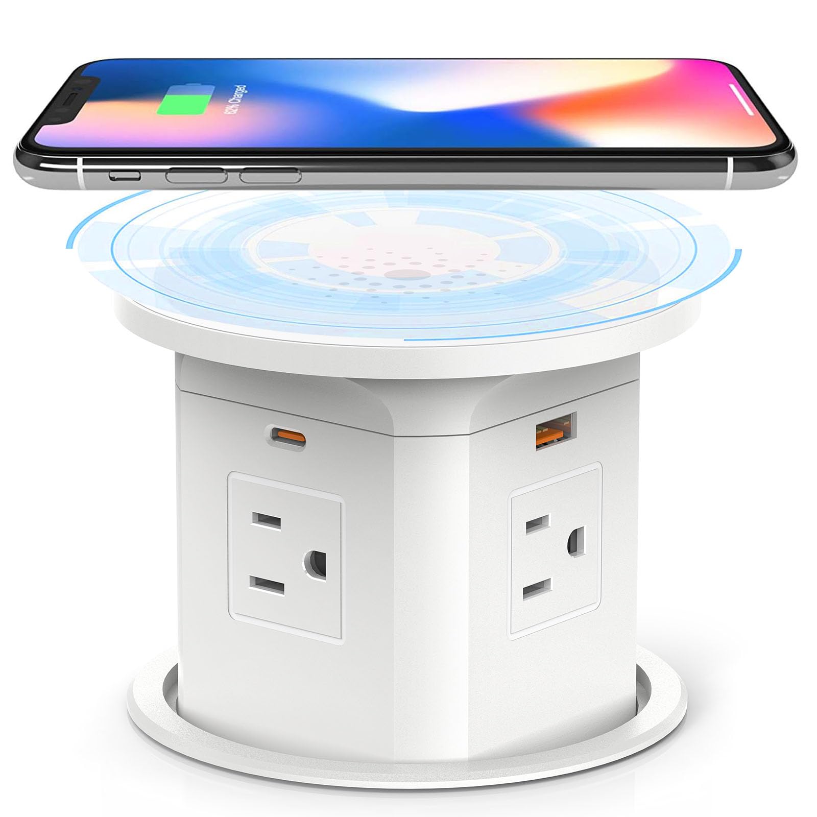 Photo 1 of Kungfuking Pop Up Outlet for Countertop Kitchen, 65W USB C Wireless Counter Top Electrical Power Outlet, 15A/1875W Receptacle Charging Station Recessed Popup Plugs for Island Conference Table Office