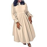 Symina Women's Plus Size Maxi Dress Ruffle Pleated Praise Dance Dress African Long Dresses Cocktail Party