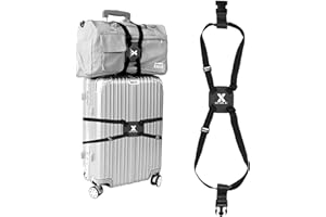 X-VESOLJE Luggage Straps for Suitcases TSA Approved, Luggage Bag Bungee for Large Luggage, Adjustable Size Travel Elastic Suitcase Strap Belt, Airport Travel Accessories with Buckles for Baggage Handbag