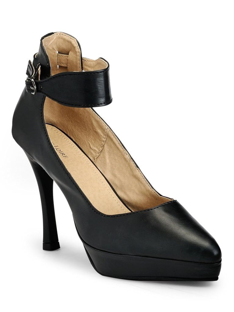 marc loire women's black buckle pumps