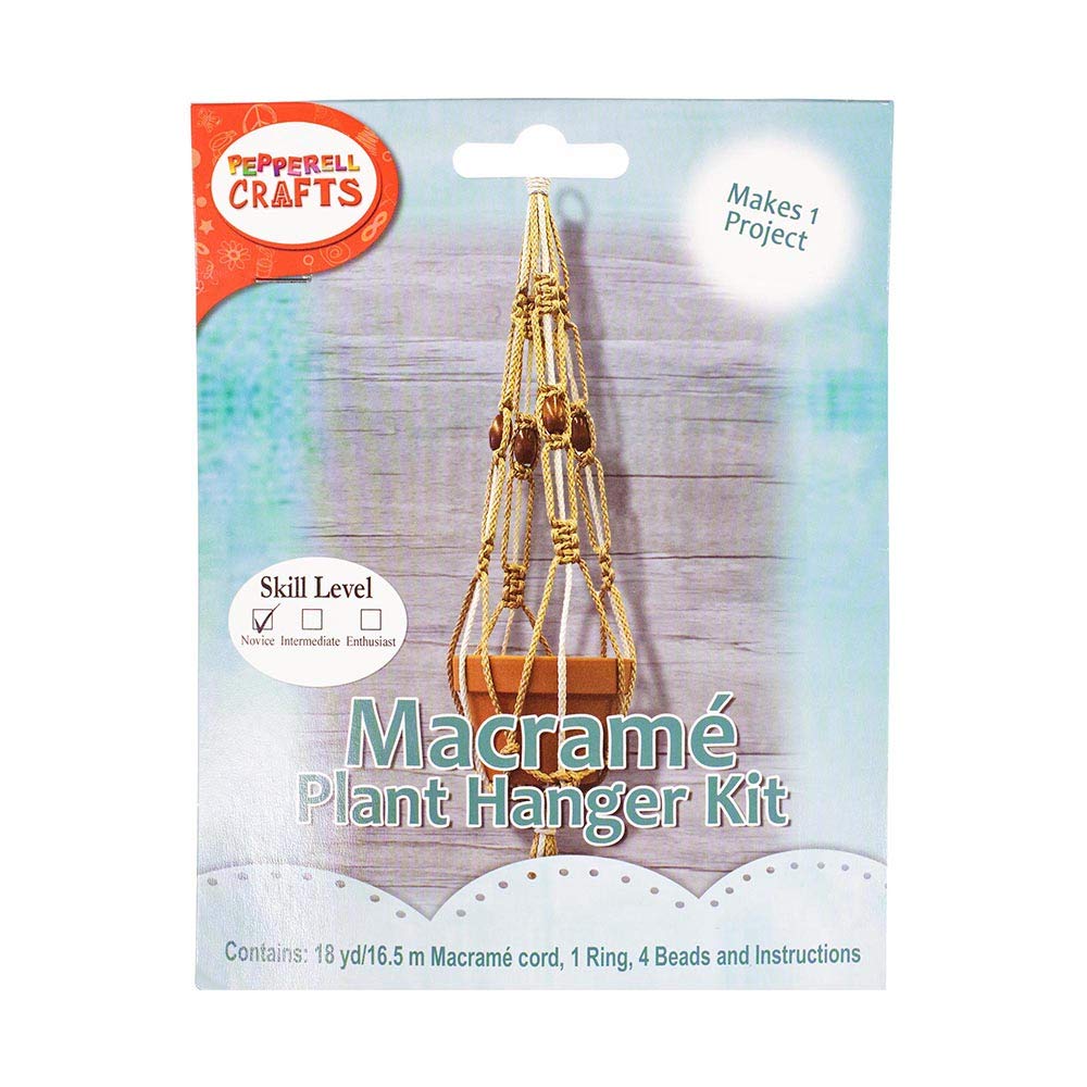 Craft County DIY Macramé Plant Hanger Kit - Macramé Craft Kit - Plant Hanger - 36 Inches - All Seasons - Teen, Adult