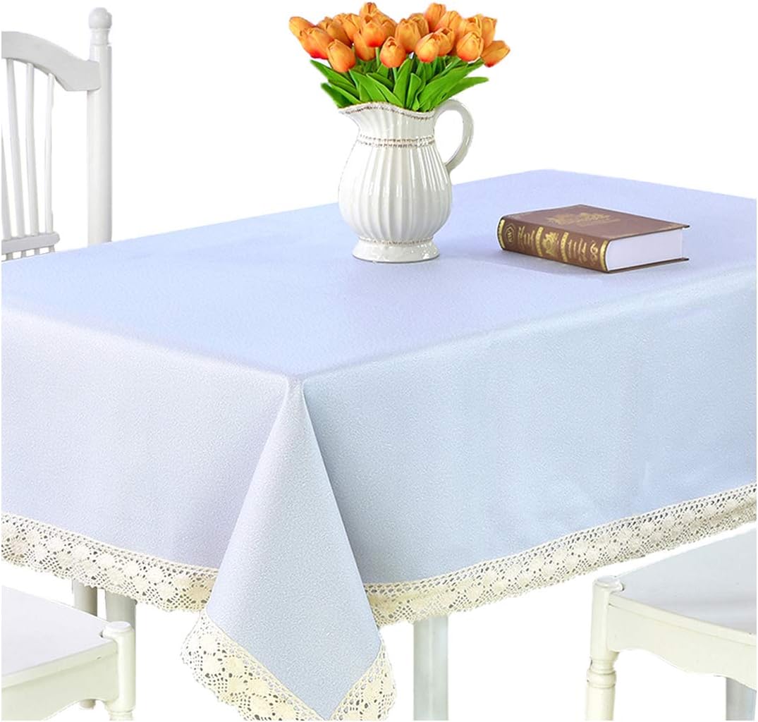 Square Tablecloth Heavy Weight Vinyl Rectangle Tablecloth Oil-proof/Waterproof Stain-resistant/Mildew-proof - Great for Buffet Table, Parties, BBQ's, Wedding & More (Lake Blue,61x71Inch)