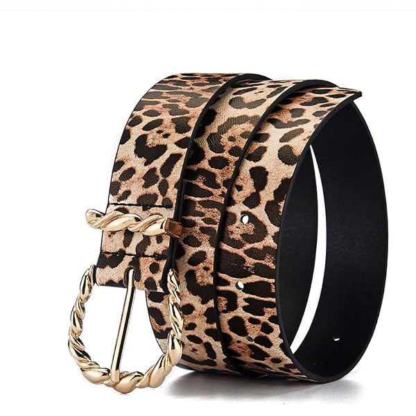 Punk PU Leather Leopard Print Belt with Metal Buckle 