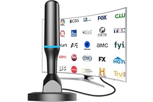 DTB TECH Indoor TV Antenna for Local Channels - 4K 1080P HD Digital Antenna for Smart TV Indoor, No Cable Needed with Magnetic Base - 360° Reception, Support All HDTVs After 2007, 8.2Ft Cable, 120 Miles Range