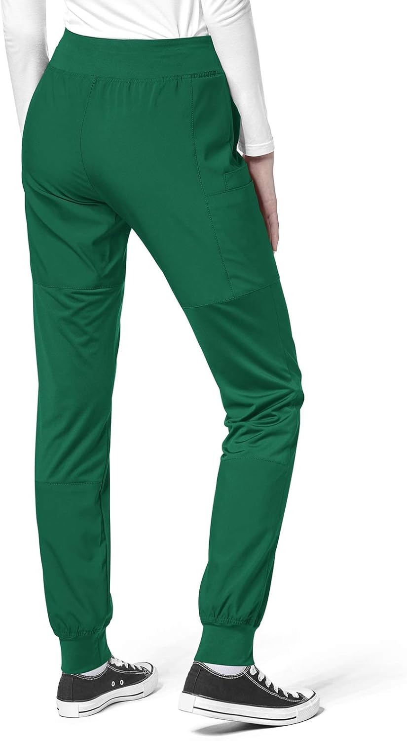 WonderWink 123 Women's Knit Waist Cargo Jogger Scrub Pants-5555 (Hunter - Small): Clothing