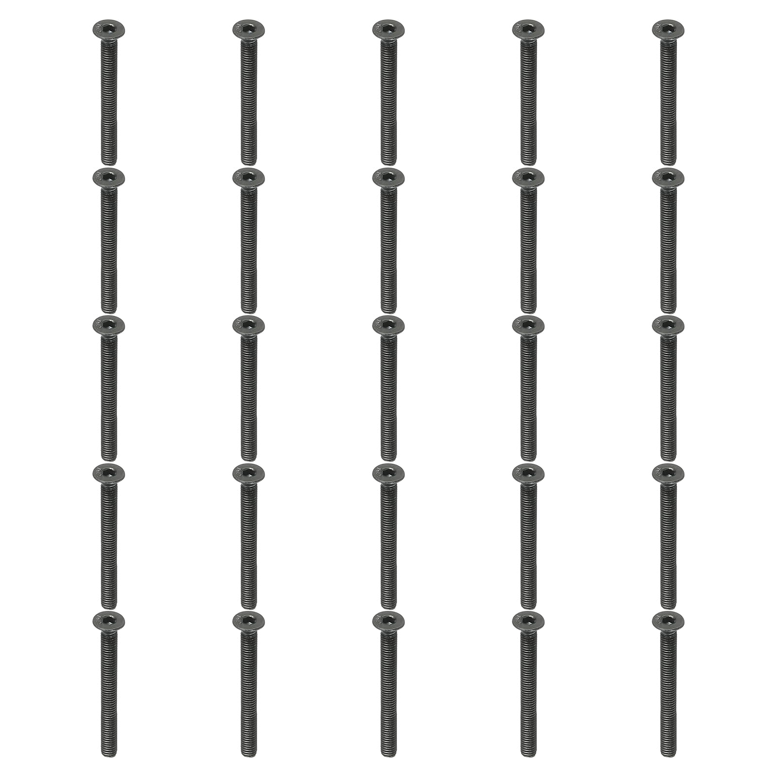 PATIKIL M3 x 30 mm Flat Head Socket Cap Screws, 50 Pack Flat Countersunk Bolts Medium Carbon Steel Hex Socket Drive Machine Screws Full Thread Black Oxide Grade 10.9
