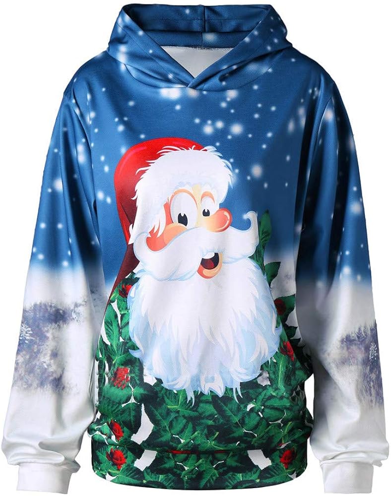Weihnachtspullover Damen Mit Weihnachtsmann-Druck - Flauschiger Weihnachts Pulli