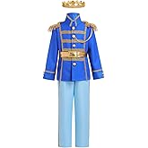 AWIBMK Boys Prince Charming Costume - Kids Medieval Royal King Outfit for Halloween Cosplay Dress Up