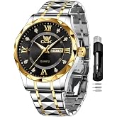OPK Watches for Men Diamond Roman Analog Mens Watches Waterproof Large Stainless Steel Men Wrist Watch Business Father Gift Watch Blue