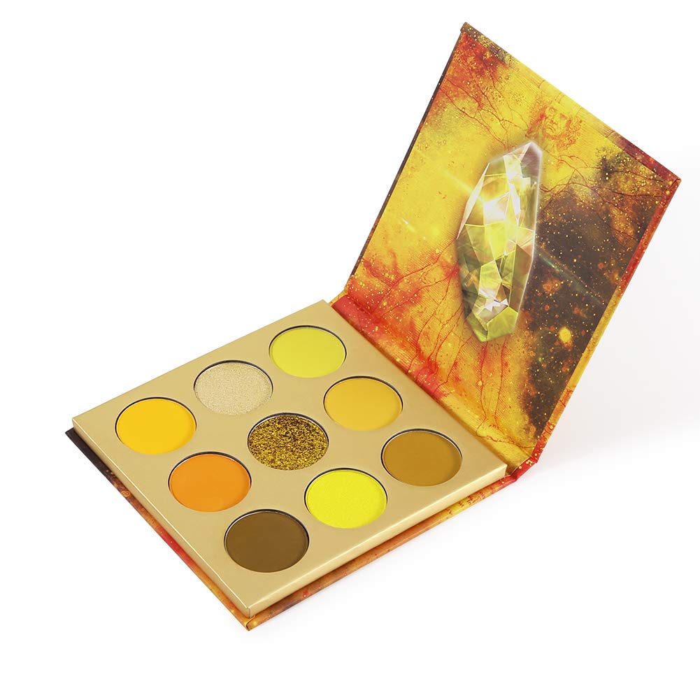 Docolor 9 Colours Yellow Eyeshadow Palette Shadow Highly Pigmented Mattes Shimmers Nature Smokey Glitter Cream Colorful Powder Waterproof Makeup Palette-Space โ image 1