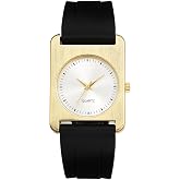 OIDEA Women's Silicone Strap Watch: Simple Style Gold Square Dial Quartz Wrist Watches for Women Casual Sports Female Ladies Watch