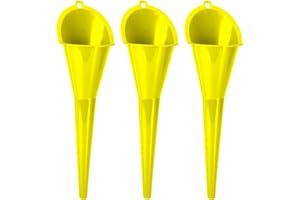 KarZone Funnel - Round Kitchen Funnel for Filling Bottles, Jars & Containers - Automotive Oil Funnel for Gas, Lubricants and Fluids (12.0 Fluid Ounces, Oval, 3, YellowFunnel)