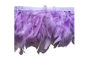 KOLIGHT Pack of 2 Yards Natural Dyed Turkey Flakes Feathers 4~6inch Fringe Trim DIY Dress Crafts Costumes Decoration (Lavender)