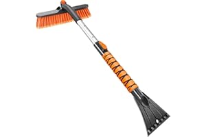 HEEYA Ice Scraper with 12.6 Inch Large Brush Head, Extendable Snow Scraper for Car Windshield Window, Snow Brush for SUV Truc