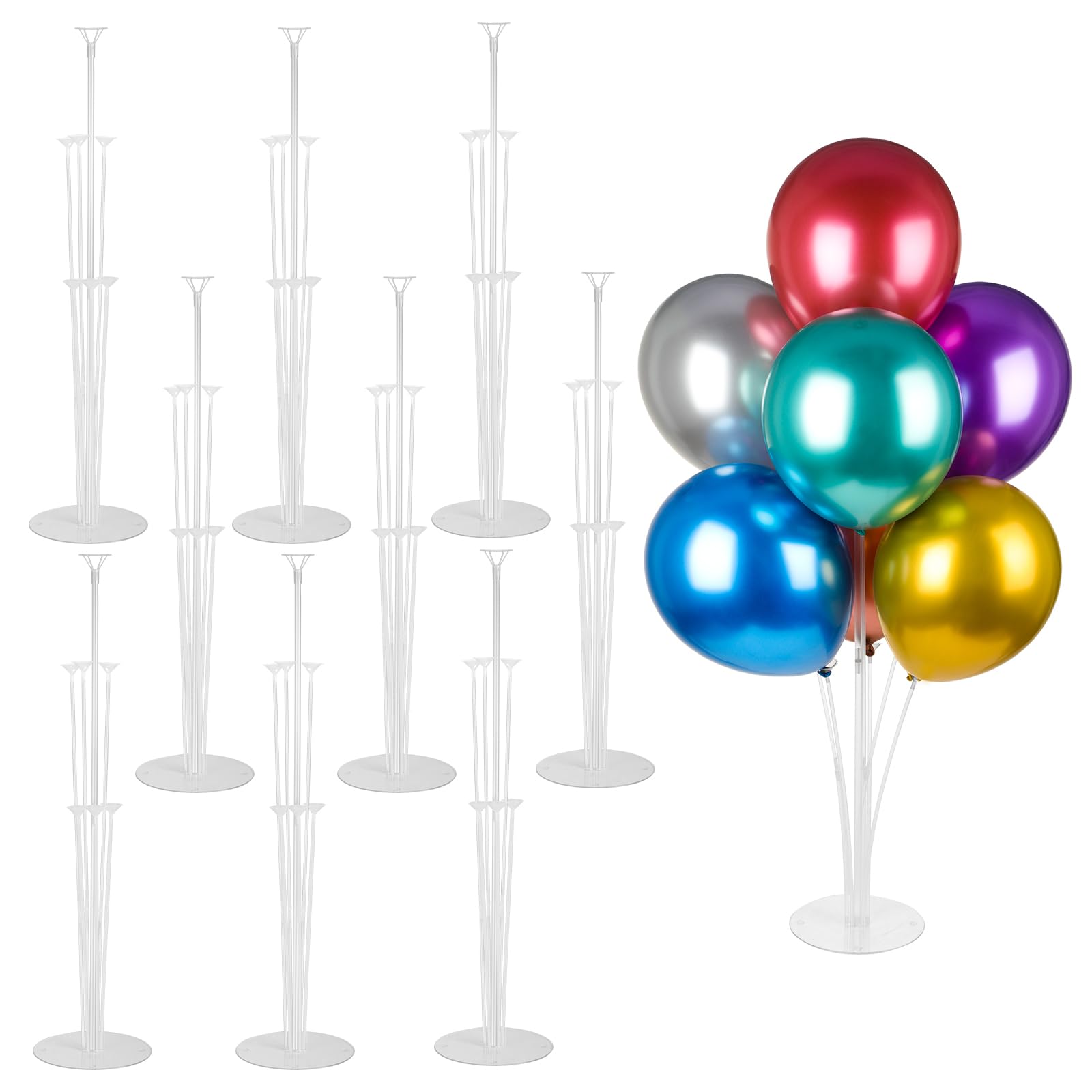 Photo 1 of Voircoloria 9 Sets Balloon Stand Kits, Balloon Sticks Holder with Base for Table Graduation Birthday Baby Shower Gender Reveal Party Decorations