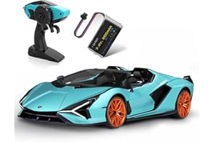 MIEBELY Lamborghini Remote Control Car, 1:12 Scale Lambo Toy Car 7.4V 900mAh Officially Licensed 12Km/h Fast Rc Cars with Led Light 2.4Ghz Model Car for Adults Boys Girls Birthday Ideas Gift - Blue