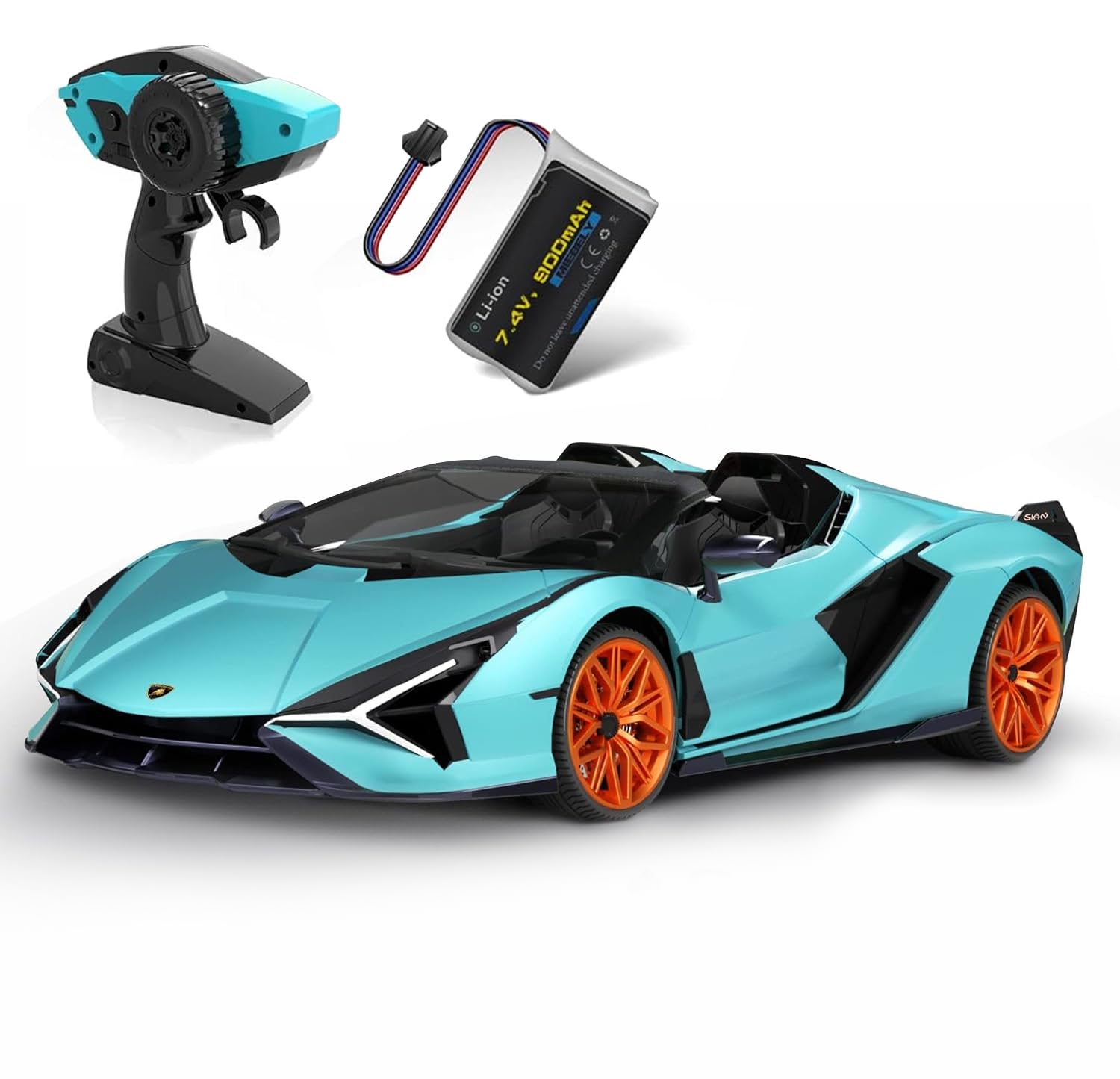 Photo 1 of MIEBELY Lamborghini Remote Control Car, 1:12 Scale Lambo Toy Car 7.4V 900mAh Officially Licensed 12Km/h Fast Rc Cars with Led Light 2.4Ghz Model Car for Adults Boys Girls Birthday Ideas Gift - Blue