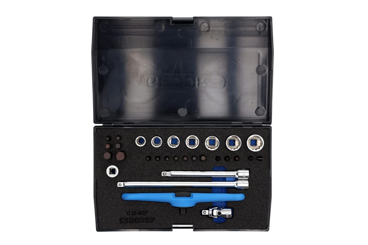 GEDORE Motorcycle tool kit for motorcycles, 30-piece, 1/4" 6.3 mm drive, Tool, Plastic case, D20 MOT