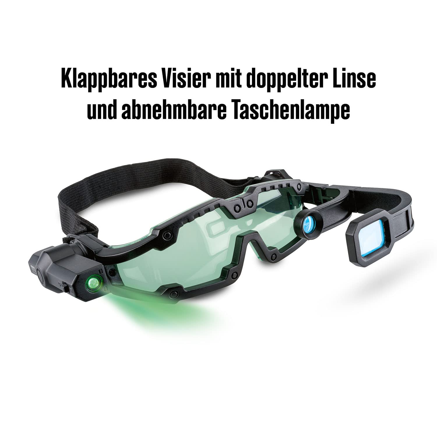 Die drei ??? Agenten-Brille von KOSMOS, mit integrierter Doppel-LED zur Beleuchtung im Dunkeln, Visier vorklappbar mit Such-Linse und Vergrößerungs-Linse, Detektiv-Spielzeug, Rollenspiel 3